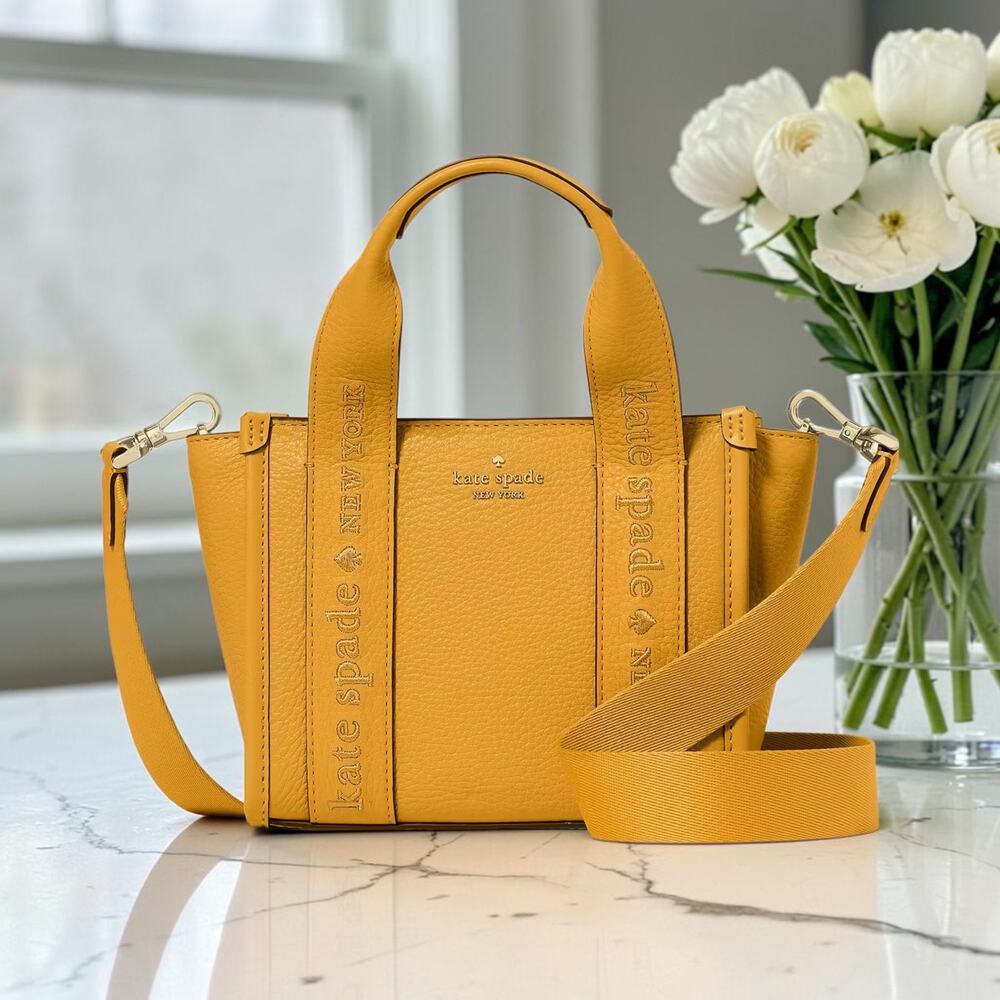 Kate Spade Kip Leather Mini Tote Squash Blossom KL936 Crossbody Bag Yellow NWT